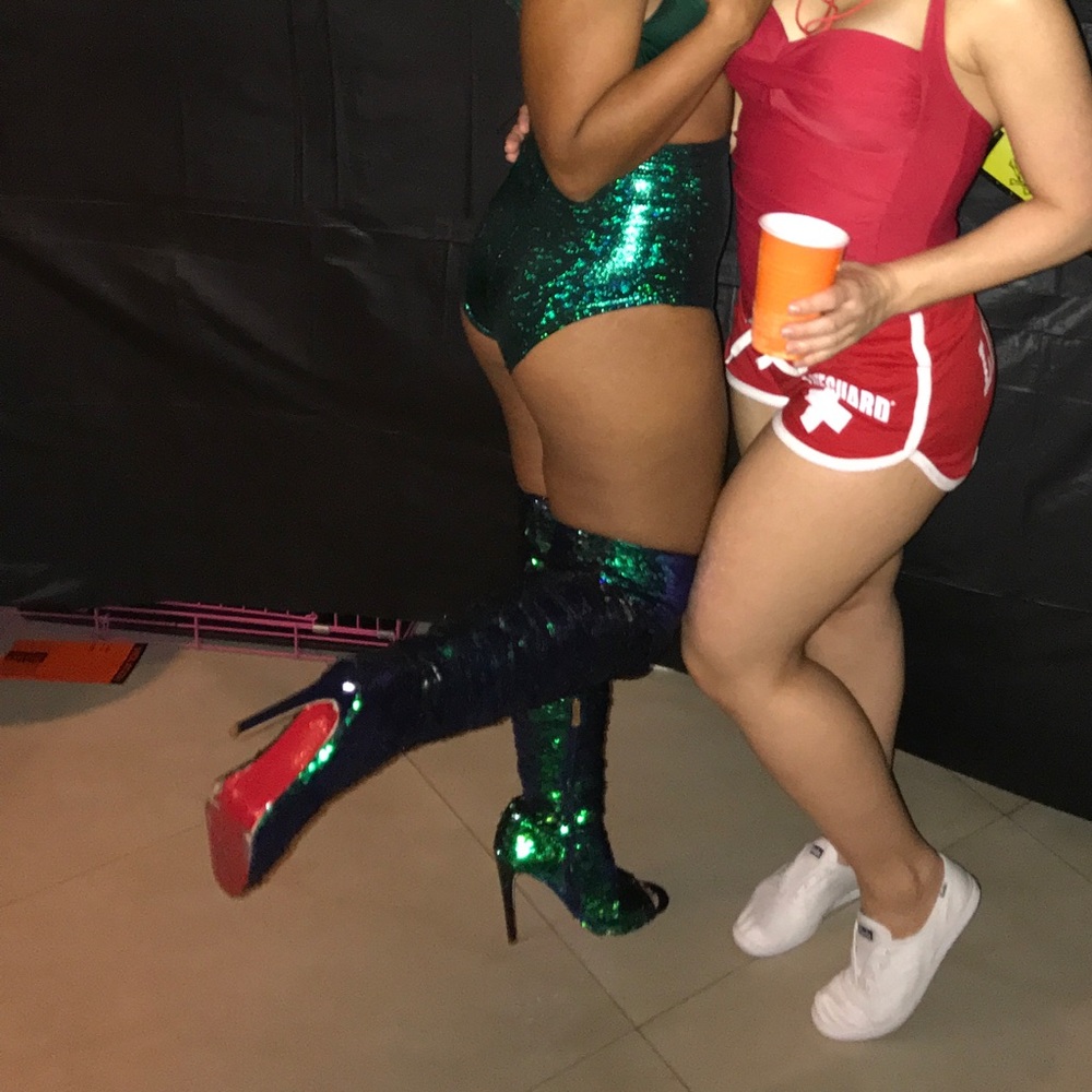 Thigh High Over Knee Sequin Open Toe Stiletto Heel